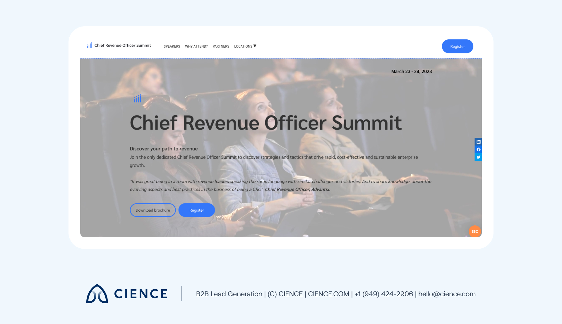Sales leaders presenting at the Chief Revenue Officer Summit stage